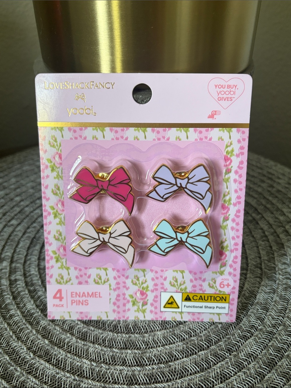 NWT Love Shack Fancy X Yoobi Enamel Pin Bows